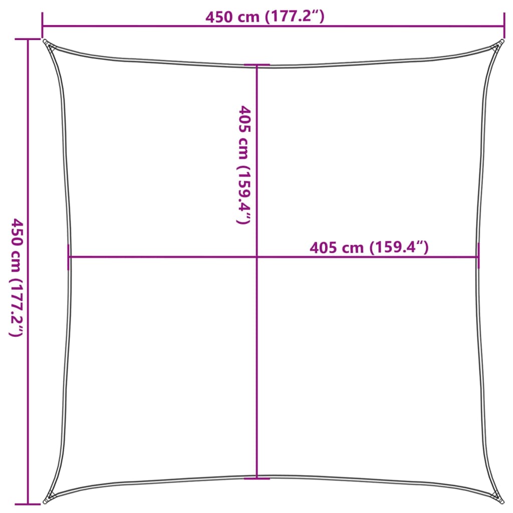 Vela Parasole 160 g/m² Verde Chiaro 4,5x4,5 m in HDPE