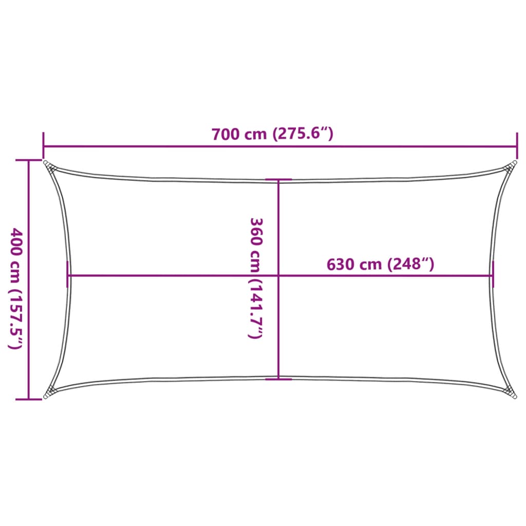 Vela Parasole 160 g/m² Verde Scuro 4x7 m in HDPE