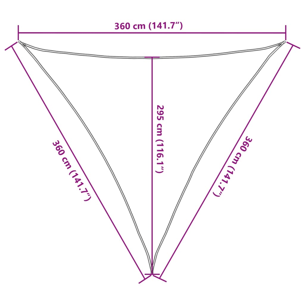 Vela Parasole 160 g/m² Verde Scuro 3,6x3,6x3,6 m in HDPE