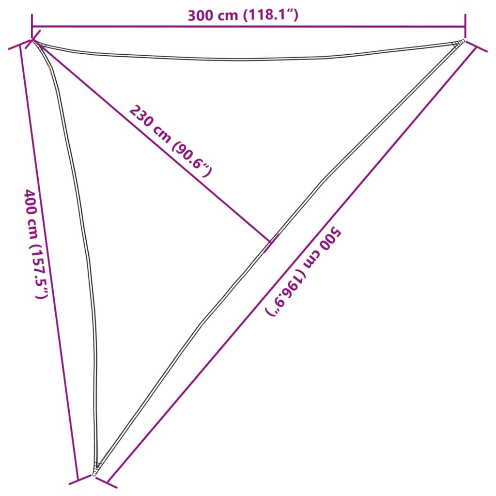 Vela Parasole 160 g/m² Verde Scuro 3x4x5 m in HDPE