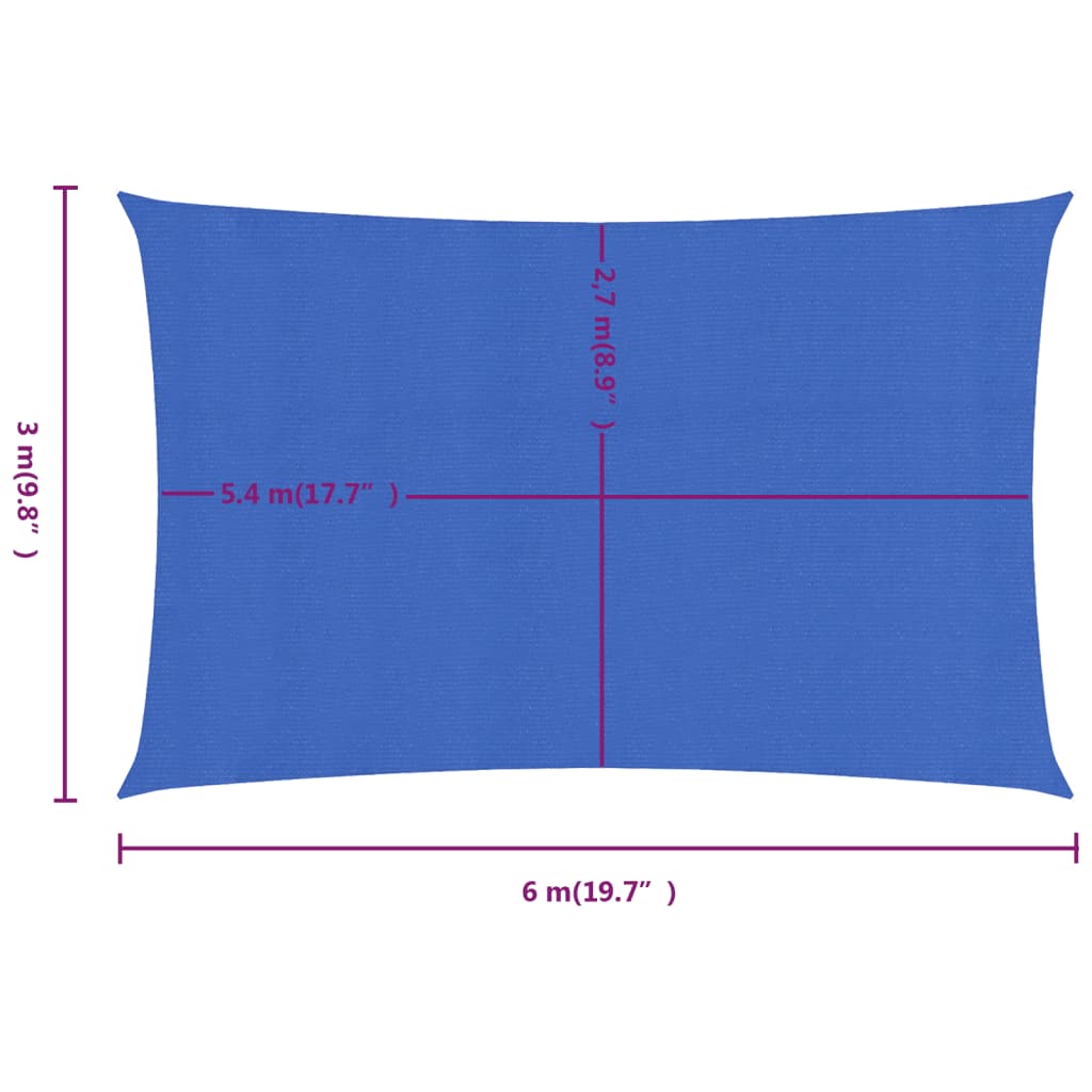 Vela Parasole 160 g/m² Rettangolare Blu 3x6 m in HDPE