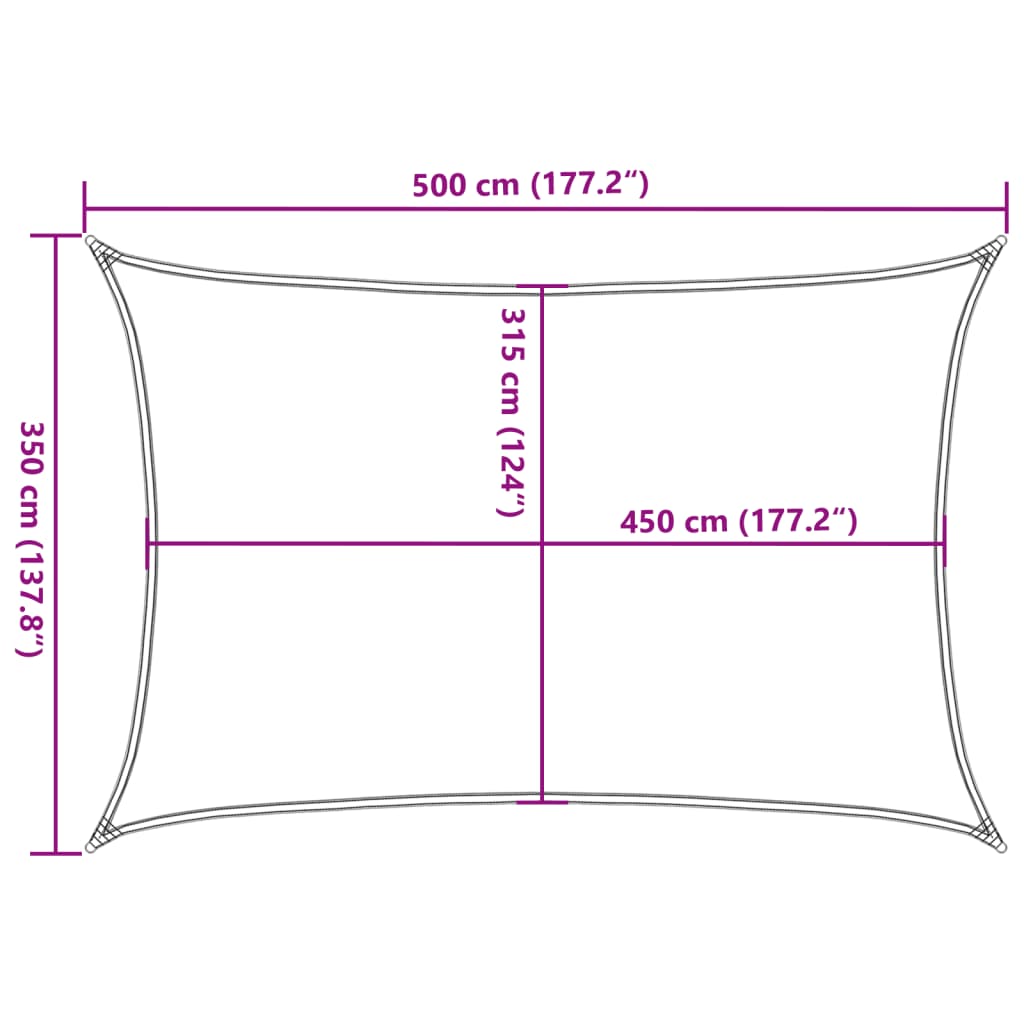 Vela Parasole 160 g/m² Rettangolare Blu 3,5x5 m in HDPE