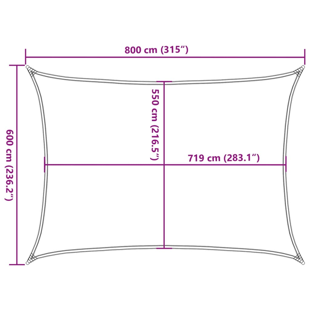 Vela Parasole 160 g/m² Rettangolare Blu 6x8 m in HDPE