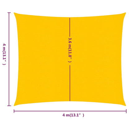 Vela Parasole 160 g/m² Quadrata Giallo 4x4 m in HDPE