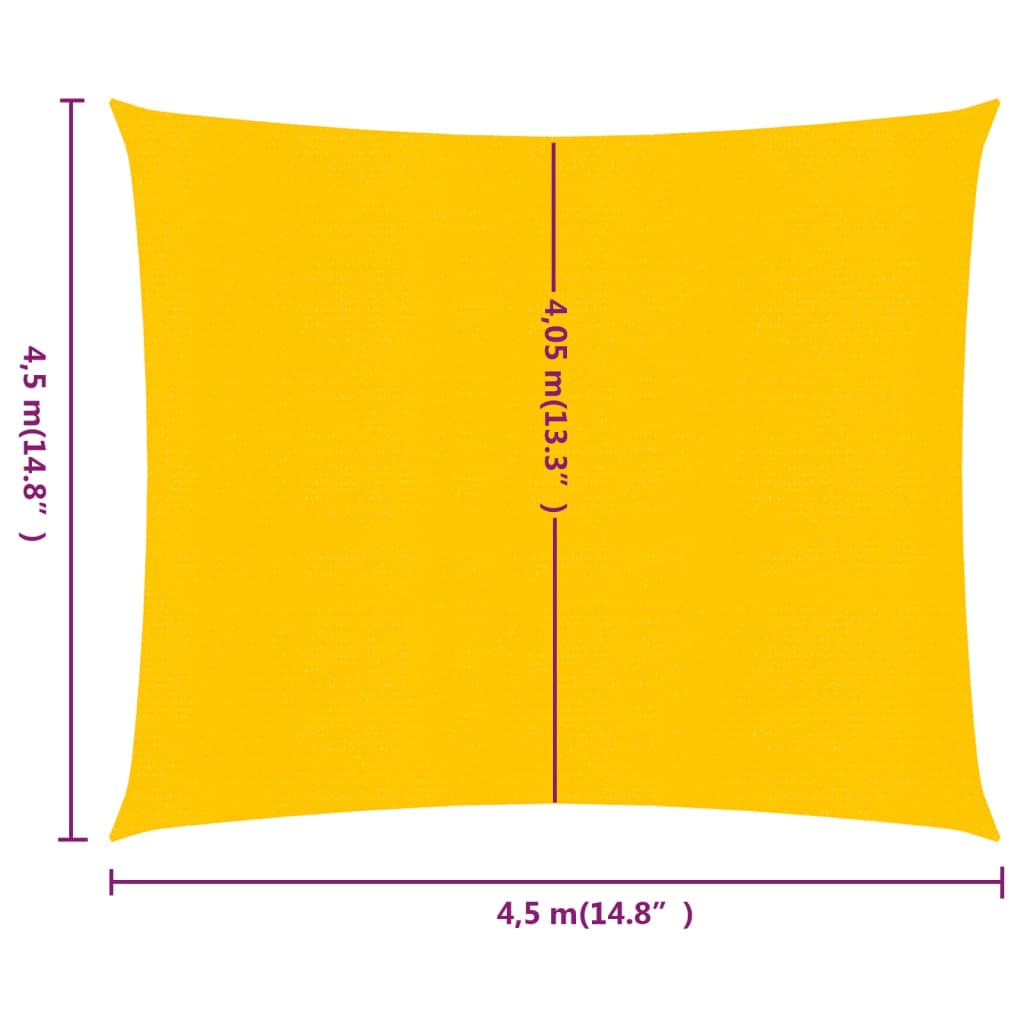 Vela Parasole 160 g/m² Quadrata Giallo 4,5x4,5 m in HDPE