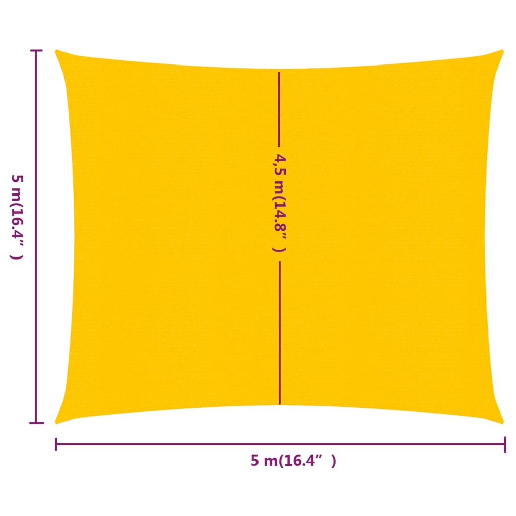 Vela Parasole 160 g/m² Quadrata Giallo 5x5 m in HDPE