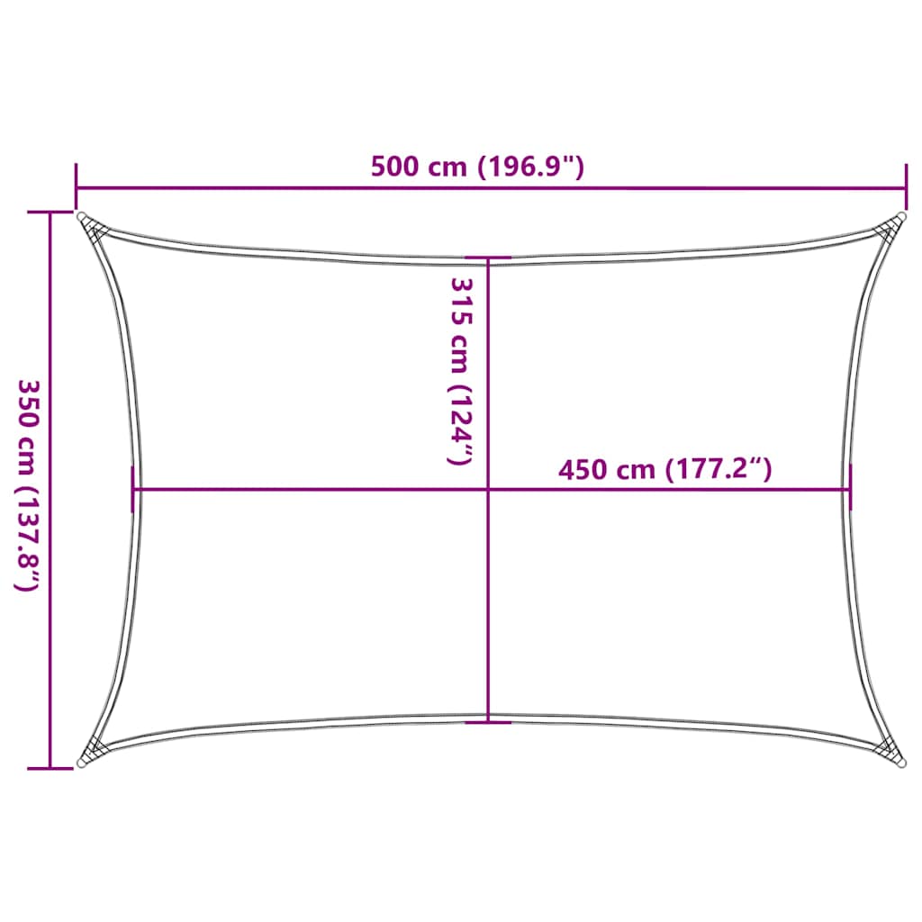 Vela Parasole 160 g/m² Rettangolare Giallo 3,5x5 m in HDPE