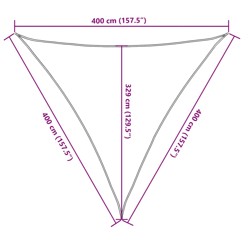 Vela Parasole 160 g/m² Triangolare Giallo 4x4x4 m in HDPE