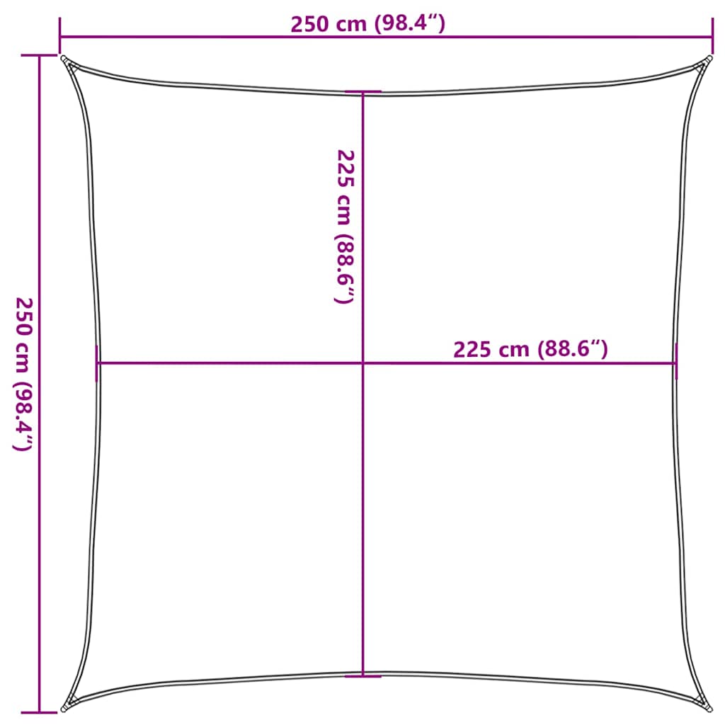 Vela Parasole 160 g/m² Rossa 2,5x2,5 m in HDPE