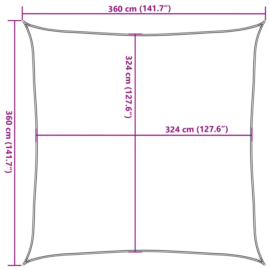 Vela Parasole 160 g/m² Rossa 3,6x3,6 m in HDPE