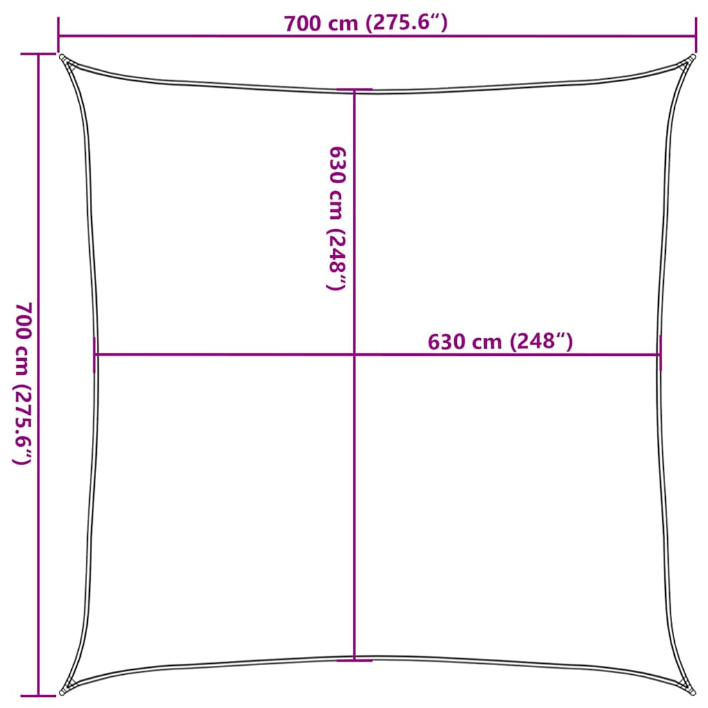 Vela Parasole 160 g/m² Quadrata Arancione 7x7 m in HDPE | homemem39