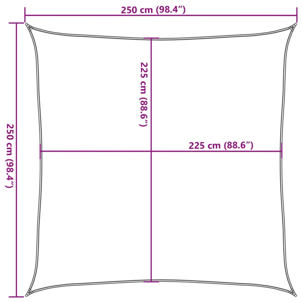 Vela Parasole 160 g/m² Nera 2,5x2,5 m in HDPE | homemem39