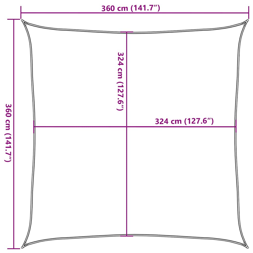 Vela Parasole 160 g/m² Nera 3,6x3,6 m in HDPE