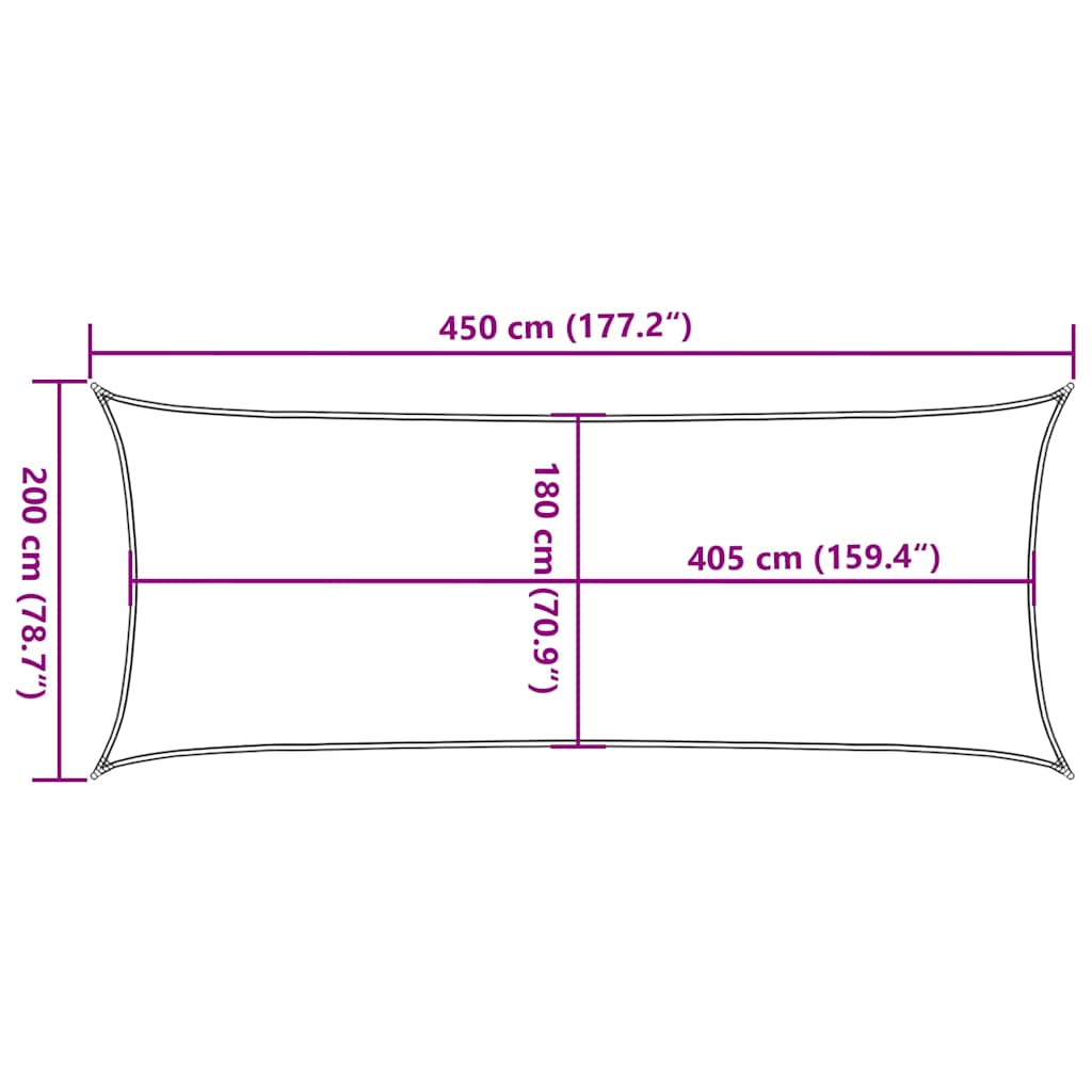 Vela Parasole 160 g/m² Nera 2x4,5 m in HDPE