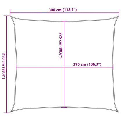 Vela Parasole 160 g/m² Nera 2,5x3 m in HDPE