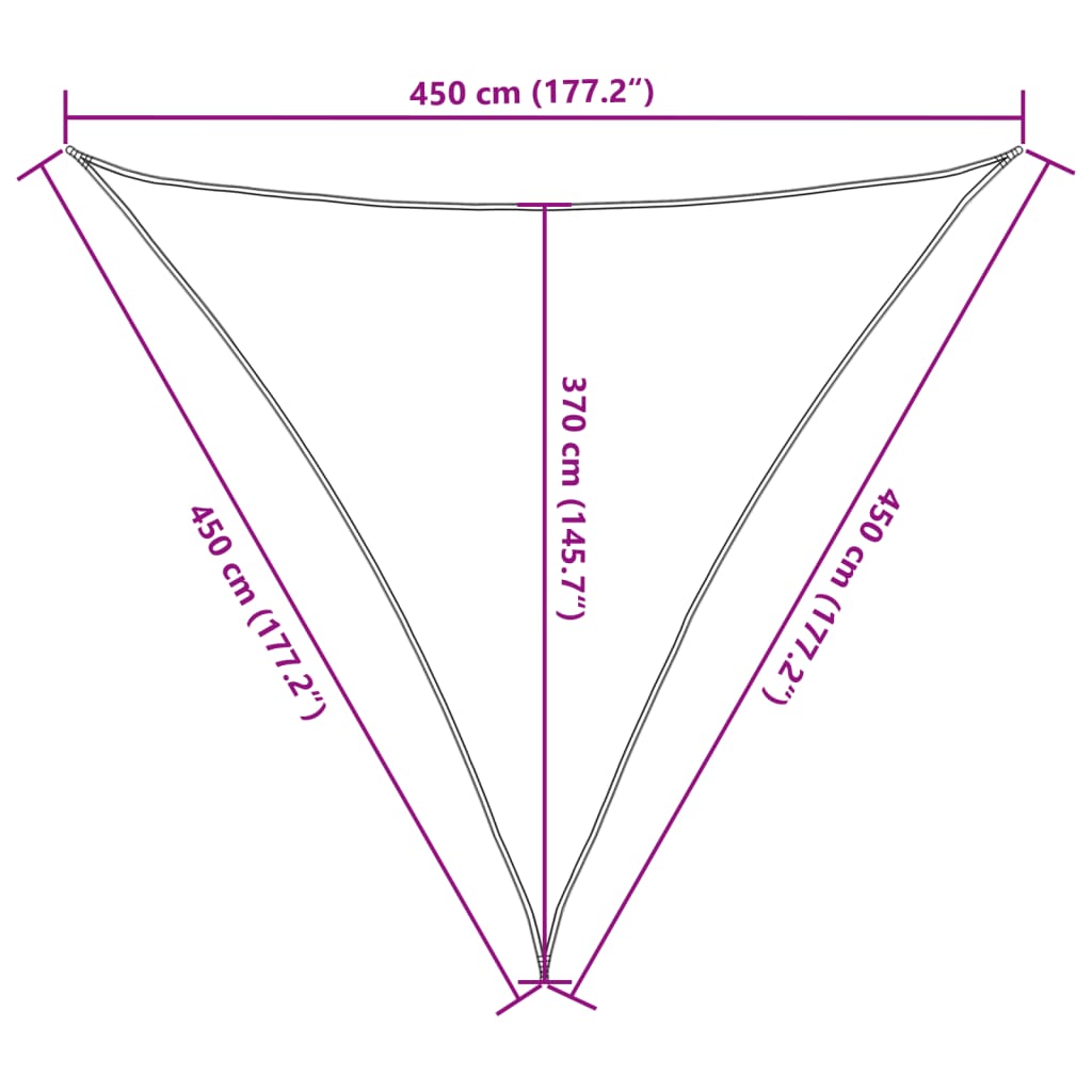 Vela Parasole 160 g/m² Nera 4,5x4,5x4,5 m in HDPE