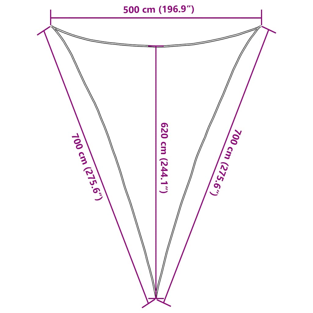 Vela Parasole 160 g/m² Triangolare Nero 5x7x7 m in HDPE