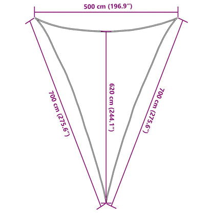 Vela Parasole 160 g/m² Triangolare Nero 5x7x7 m in HDPE