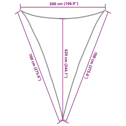 Vela Parasole 160 g/m² Triangolare Nero 5x7x7 m in HDPE