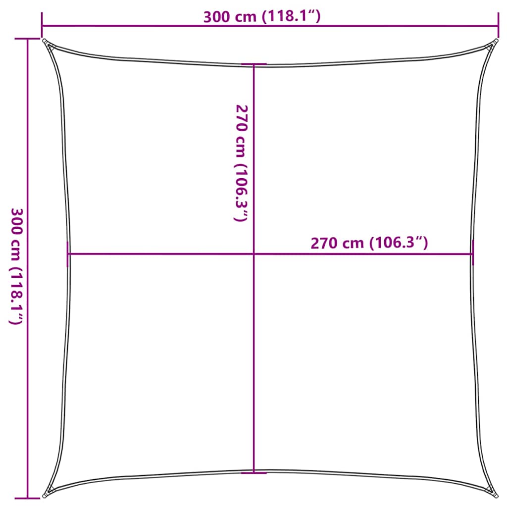 Vela Parasole 160 g/m² Marrone 3x3 m in HDPE