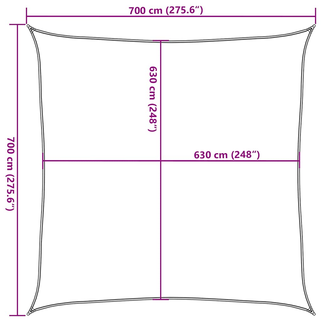 Vela Parasole 160 g/m² Marrone 7x7 m in HDPE