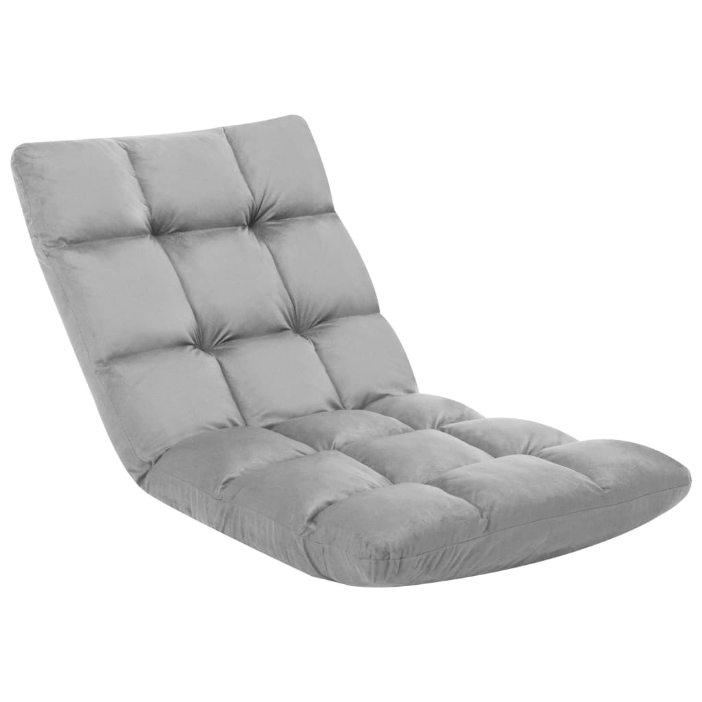 Gray Folding Floor Deck Chair in Microfibre