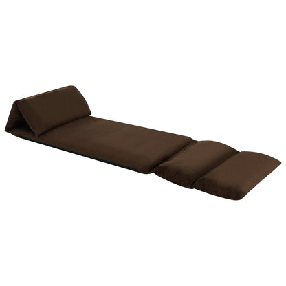 Brown Folding Floor Deck Chair in Microfibre