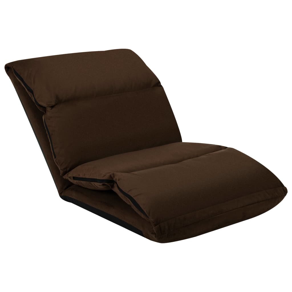 Brown Folding Floor Deck Chair in Microfibre