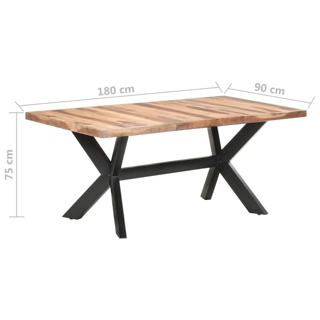 Tavolo da Pranzo 180x90x75 cm Legno Massello con Finitura Ambra - homemem39