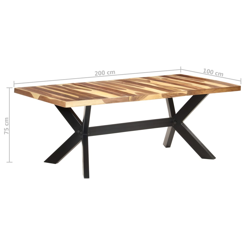 Tavolo da Pranzo 200x100x75cm Legno Massello con Finitura Ambra | homemem39