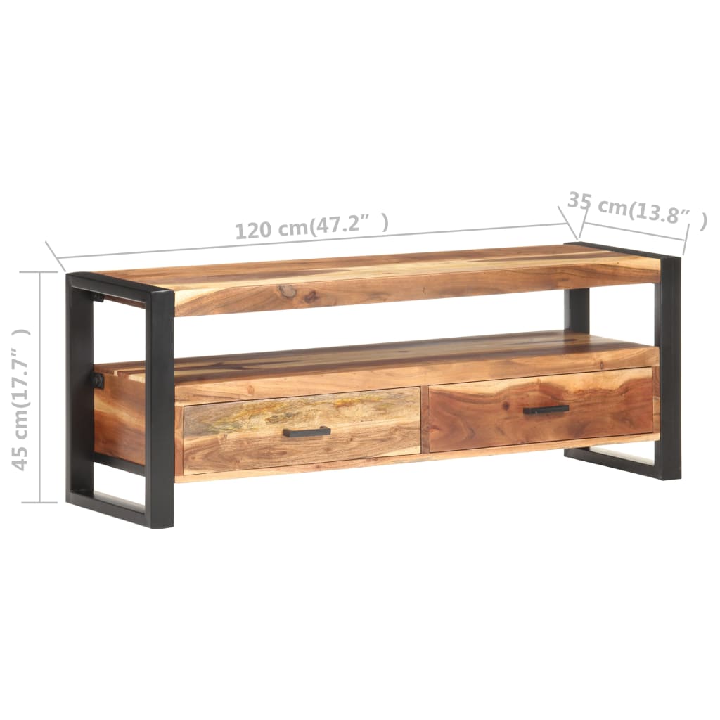 Mobile Porta TV 120x35x45 cm Legno Massello con Finitura Ambra - homemem39