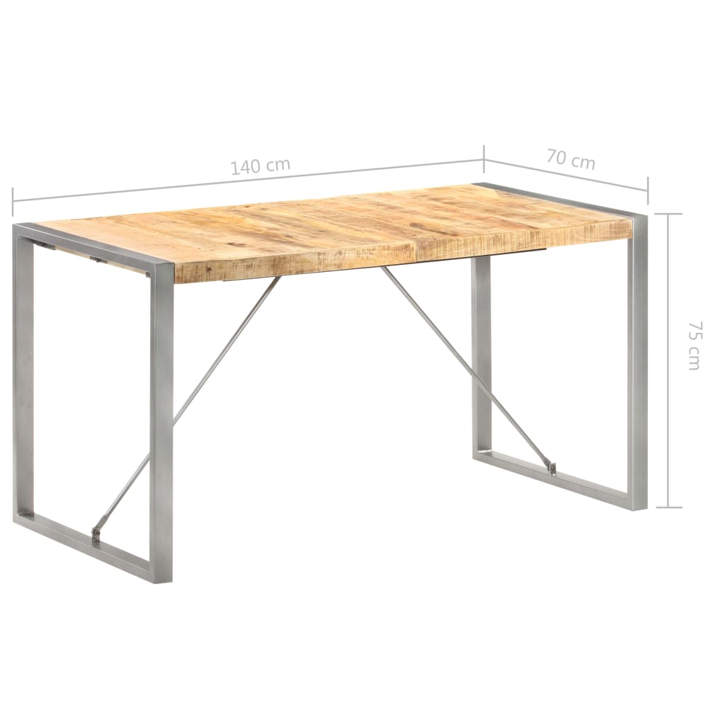 Tavolo da Pranzo 140x70x75 cm in Legno Massello di Mango Grezzo | homemem39