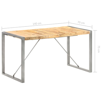 Tavolo da Pranzo 140x70x75 cm in Legno Massello di Mango Grezzo | homemem39