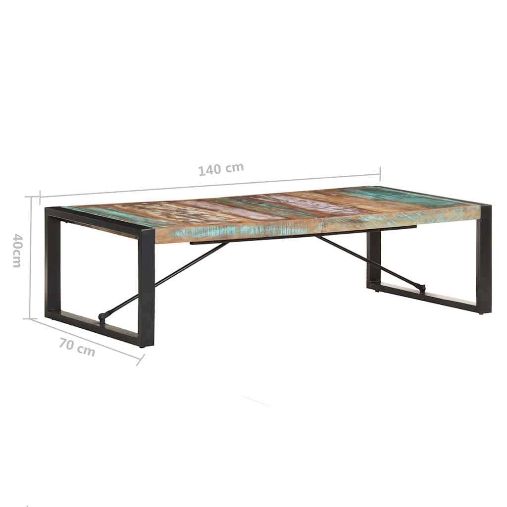 Tavolino da Salotto 140x70x40 cm in Legno Massello di Recupero
