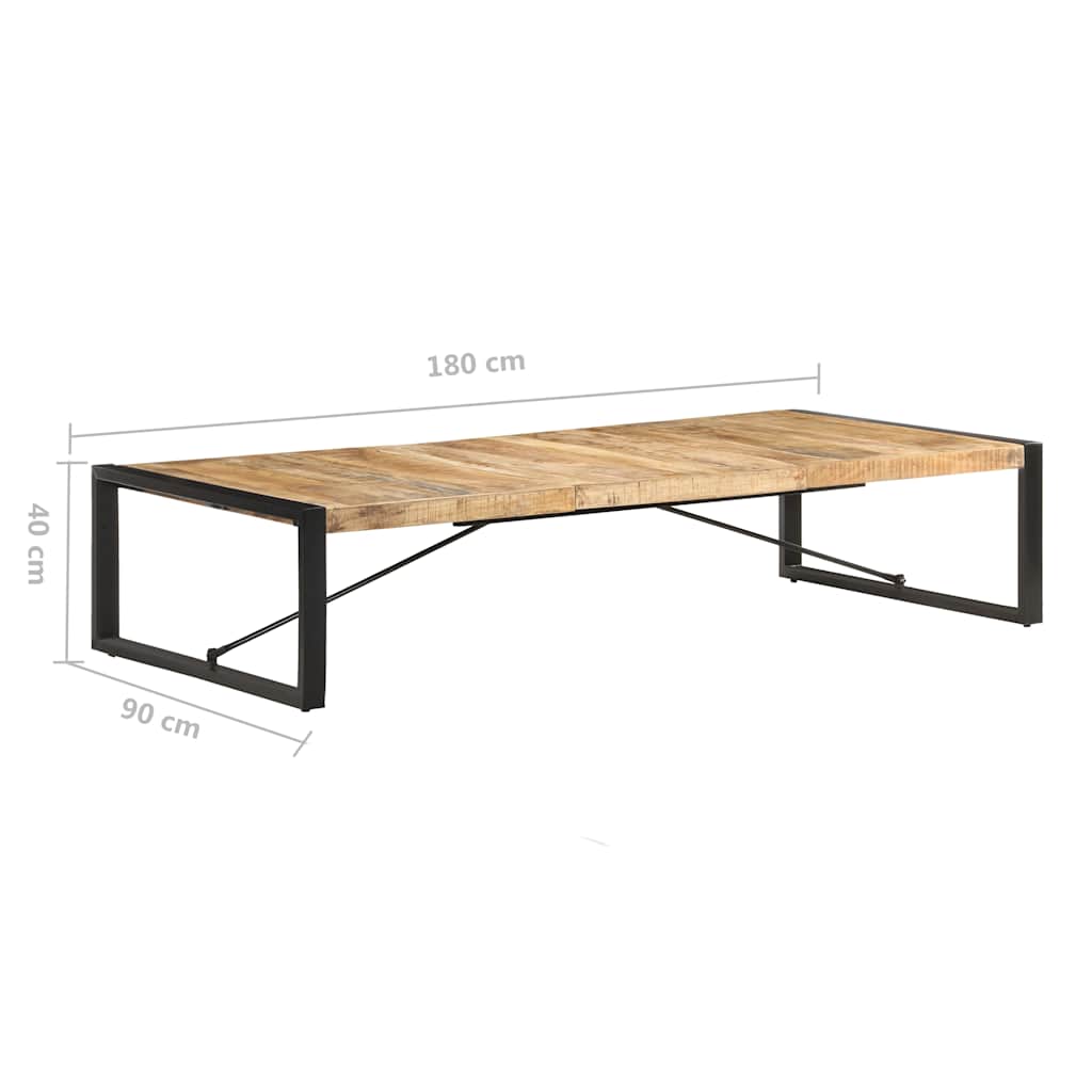Tavolino da Salotto 180x90x40 cm in Legno di Mango Grezzo