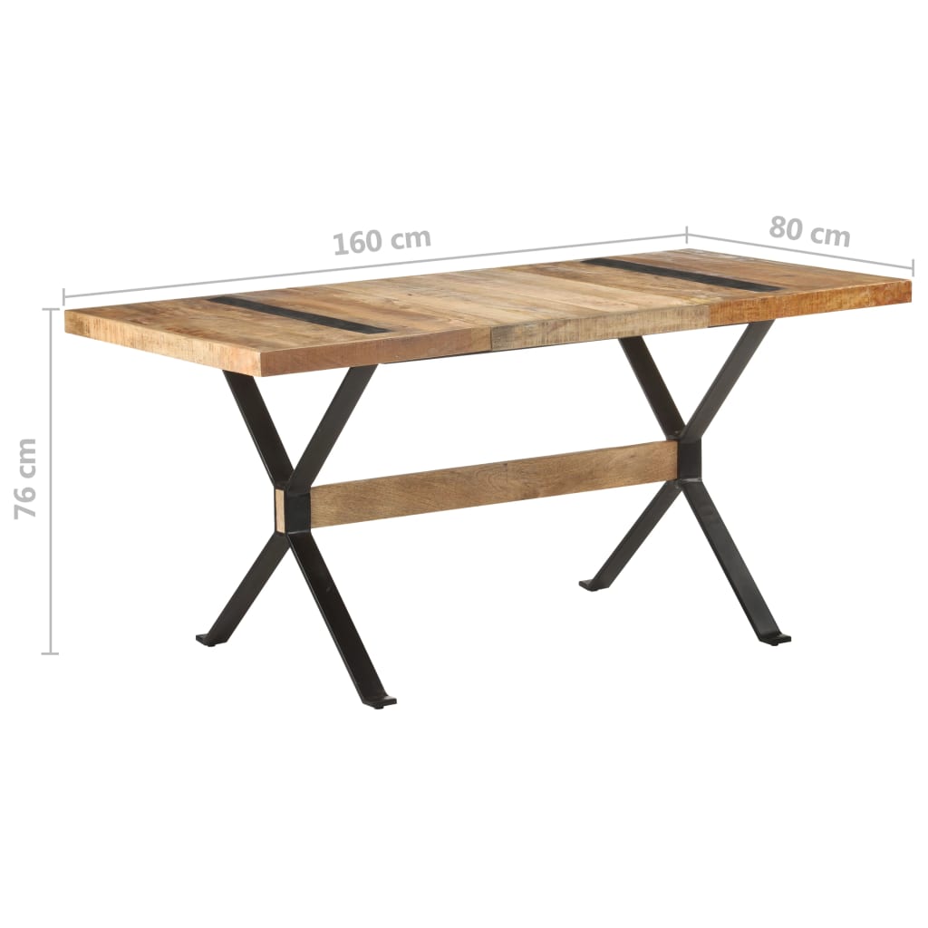 Tavolo da Pranzo 160x80x76 cm in Legno Massello di Mango Grezzo | homemem39