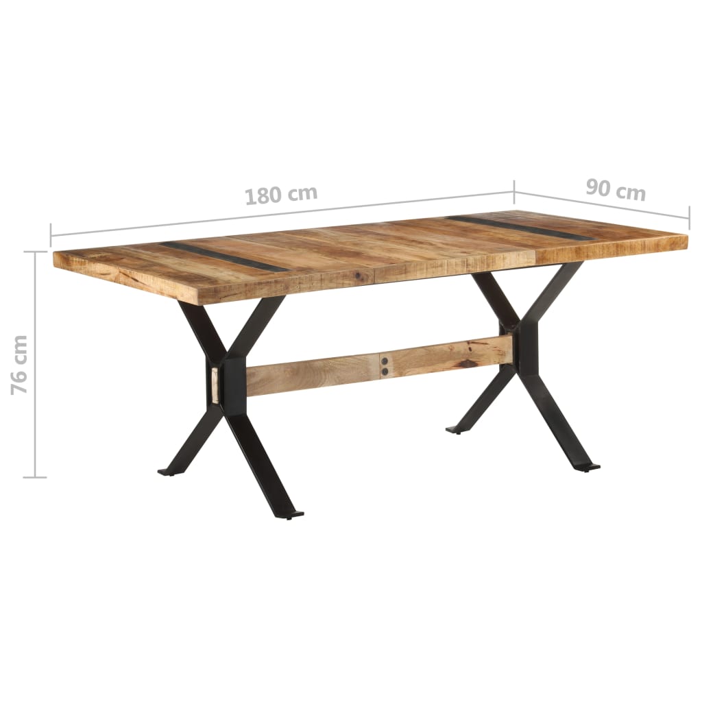 Tavolo da Pranzo 180x90x76 cm in Legno Massello di Mango Grezzo | homemem39
