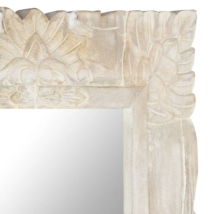 Specchio Bianco 80x50 cm in Legno Massello di Mango