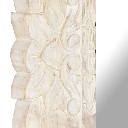 Specchio Bianco 80x50 cm in Legno Massello di Mango