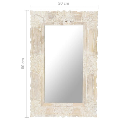 Specchio Bianco 80x50 cm in Legno Massello di Mango