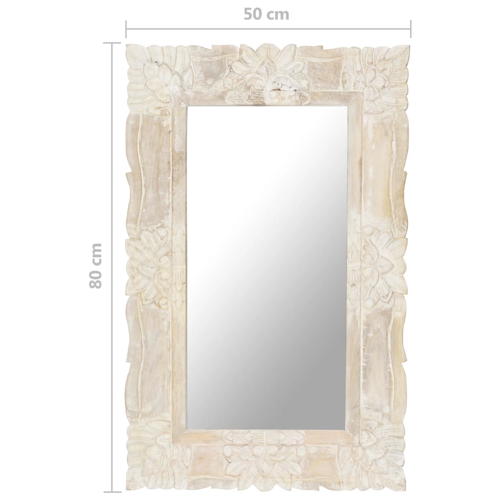 Specchio Bianco 80x50 cm in Legno Massello di Mango