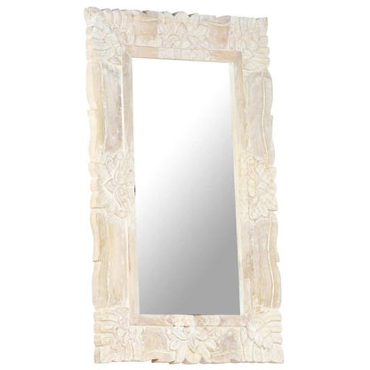 Specchio Bianco 80x50 cm in Legno Massello di Mango
