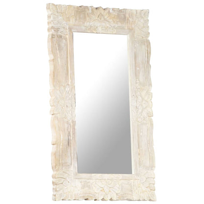 Specchio Bianco 80x50 cm in Legno Massello di Mango