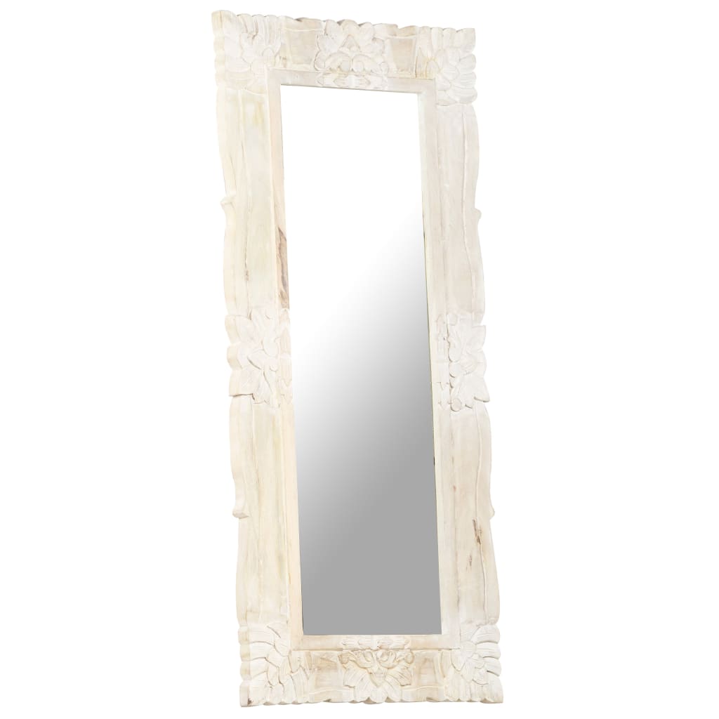 Specchio Bianco 110x50 cm in Legno Massello di Mango | homemem39