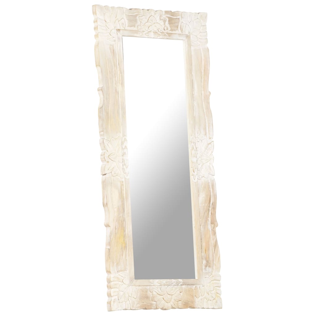 Specchio Bianco 110x50 cm in Legno Massello di Mango | homemem39