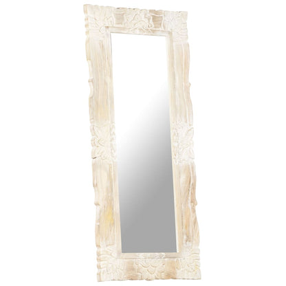 Specchio Bianco 110x50 cm in Legno Massello di Mango | homemem39