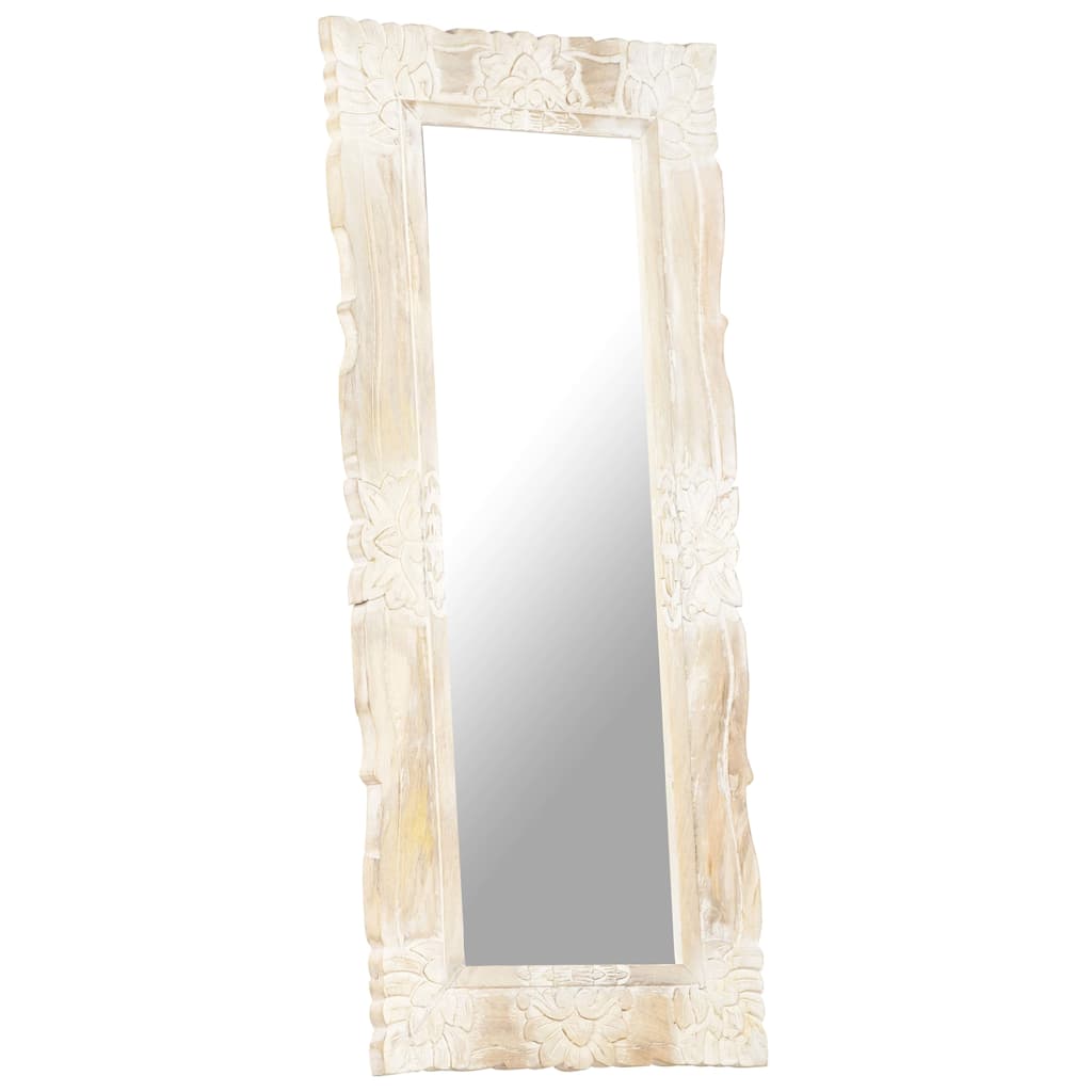 Specchio Bianco 110x50 cm in Legno Massello di Mango