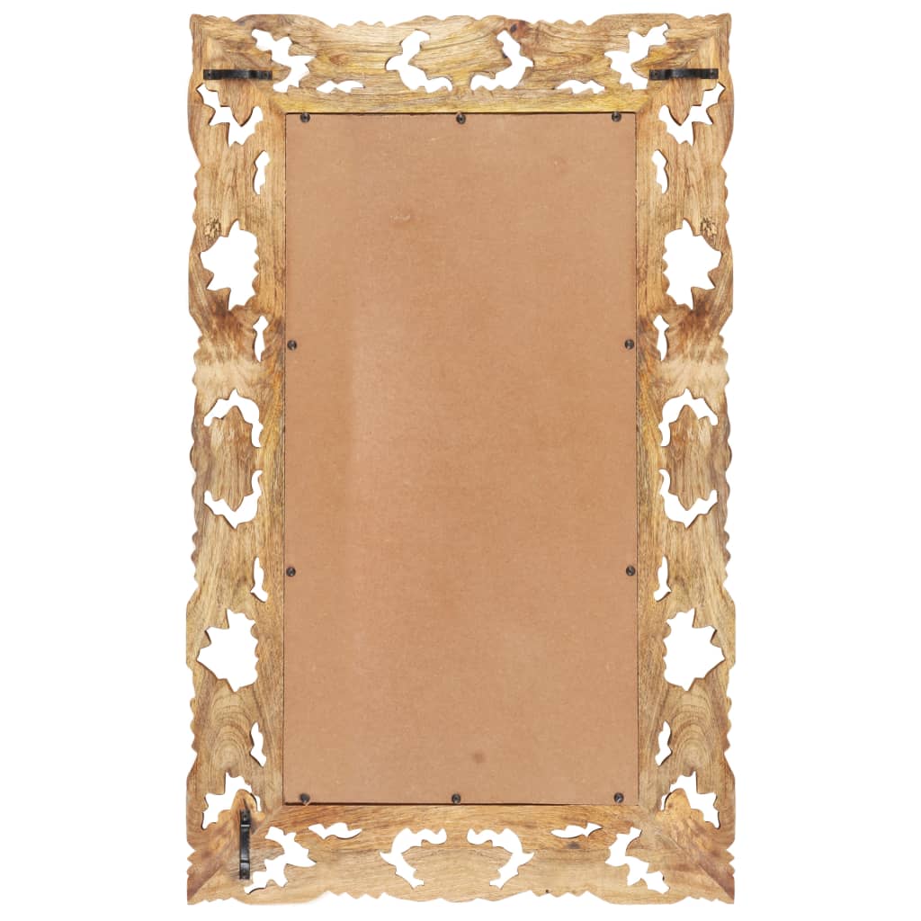 Specchio Intagliato a Mano 80x50 cm in Legno Massello di Mango | homemem39