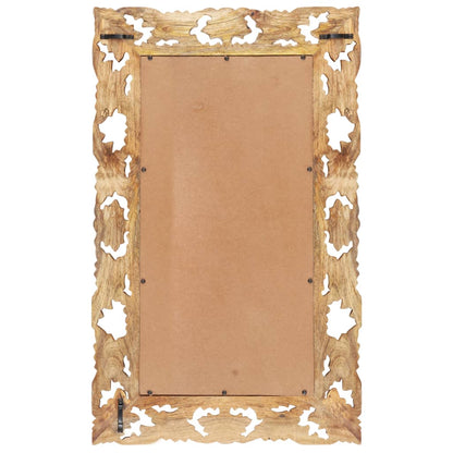 Specchio Intagliato a Mano 80x50 cm in Legno Massello di Mango