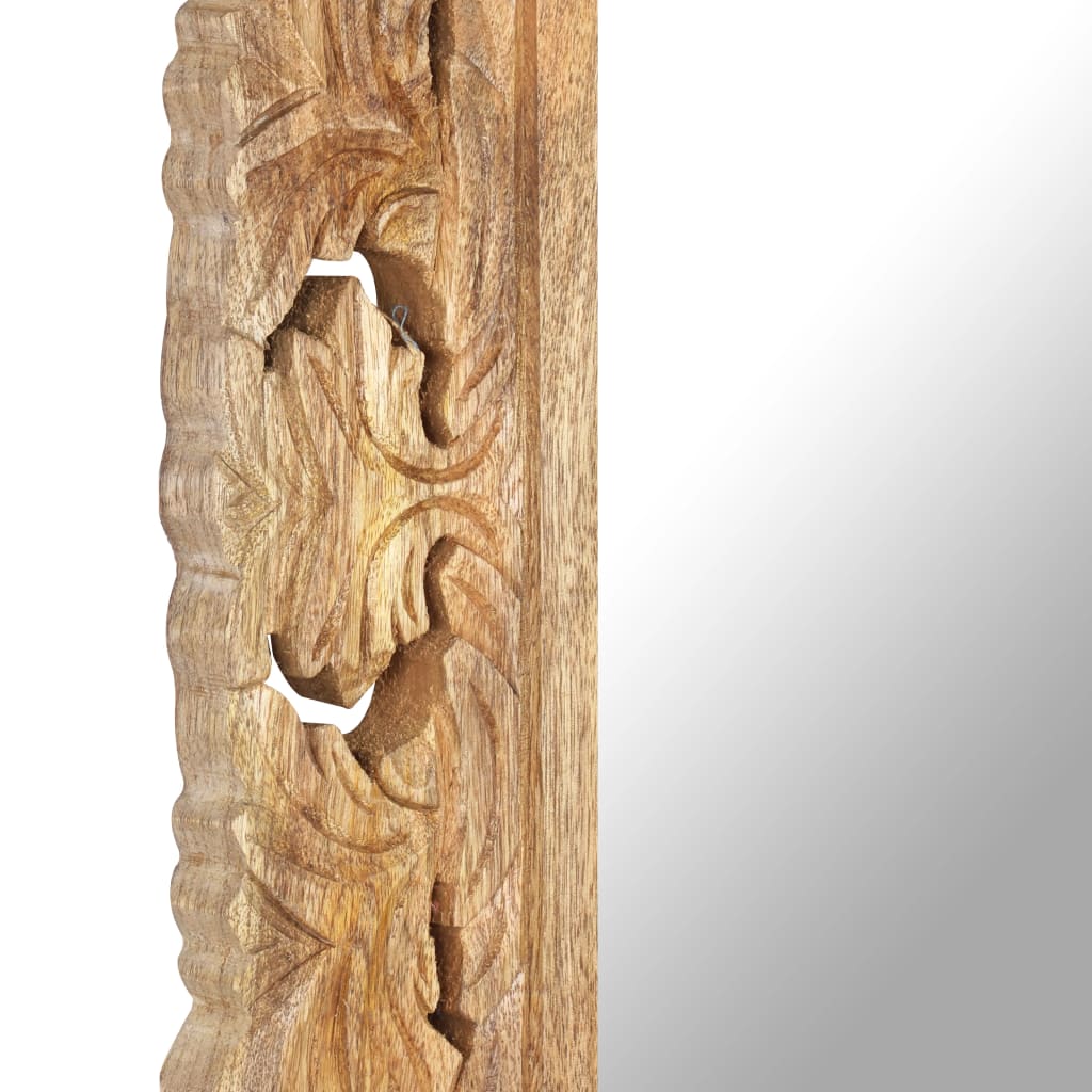 Specchio Intagliato a Mano 80x50 cm in Legno Massello di Mango | homemem39